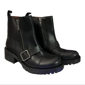 NWOB! LUCKY BRAND Womens Ondalucia Black Leather Ankle Urban Short Boots Size:6M